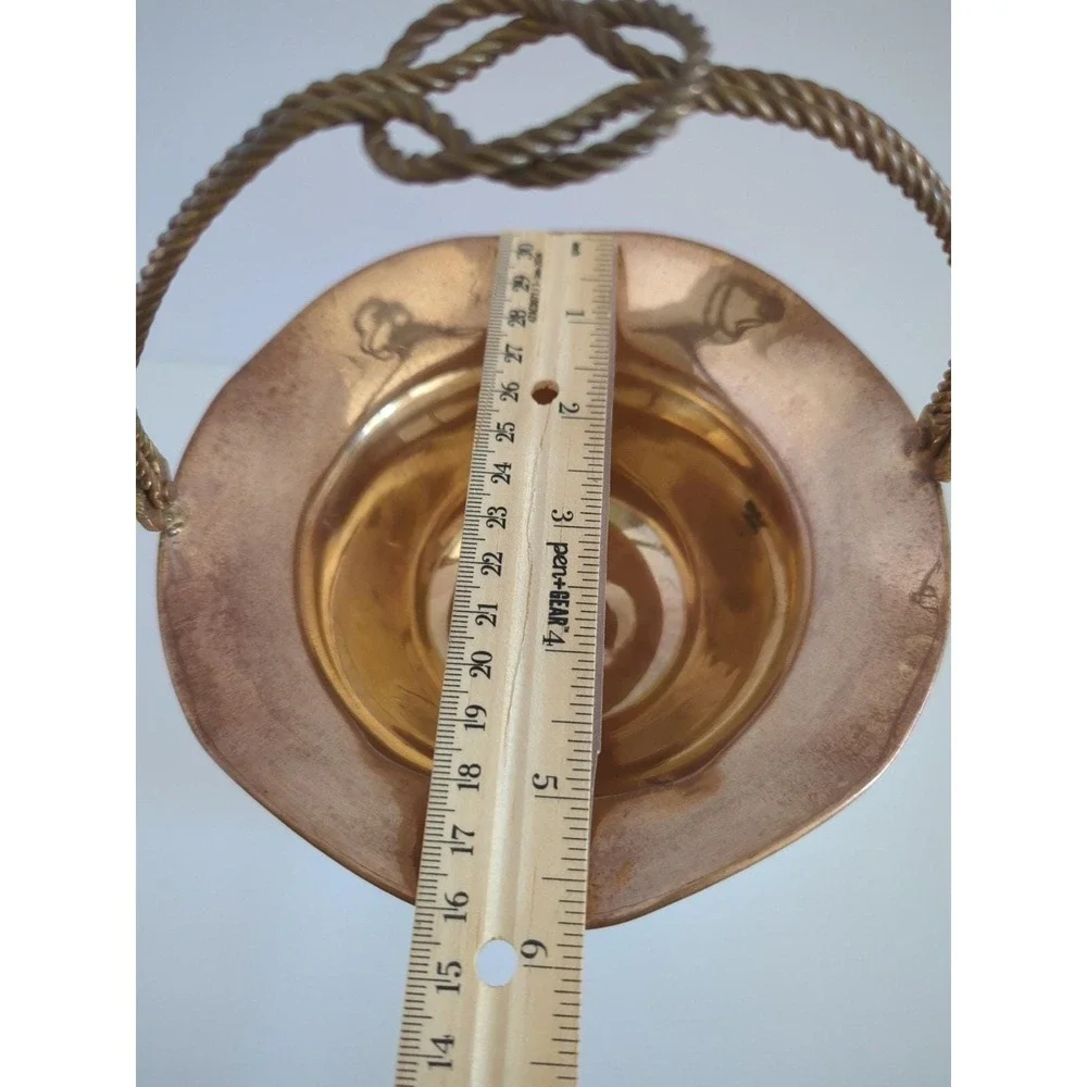 Vintage Brass Flower Basket Rotating Knot Handle Scalloped Patina Trinket Dish